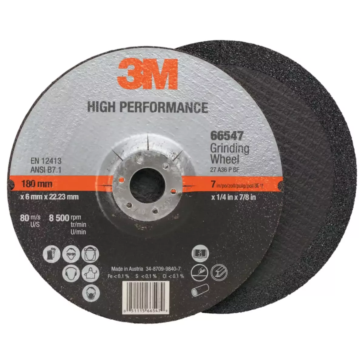 3M 7" Ceramic Type 27 Grinding Wheel - Carton of 10