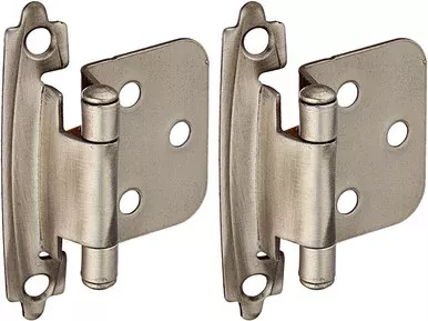 (5 Pack) Pair Variable Overlay Self Closing Hinge Heirloom Silver