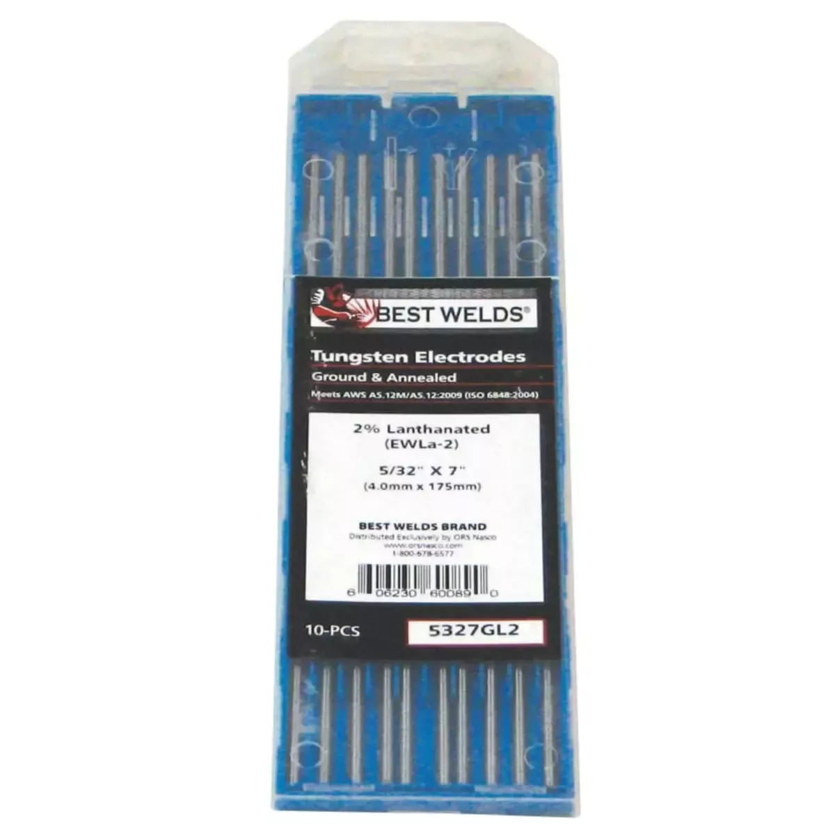 BEST WELDS 1/8x7 2% Lanthanated Tungsten Electrodes, 10/PK