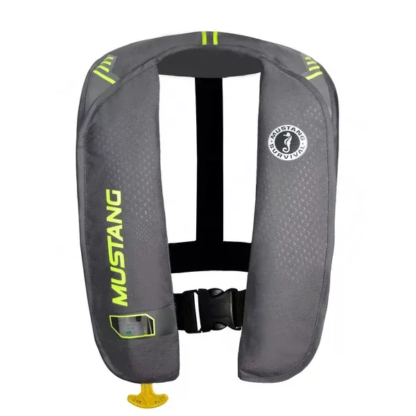 Mustang MIT 100 Inflatable Automatic PFD - Gray-Flourescent Yellow-Green