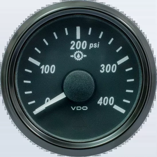 SingleViu 52mm 400psi gear oil pressure gauge. 0-180 ohm sender required without harness - A2C383350001