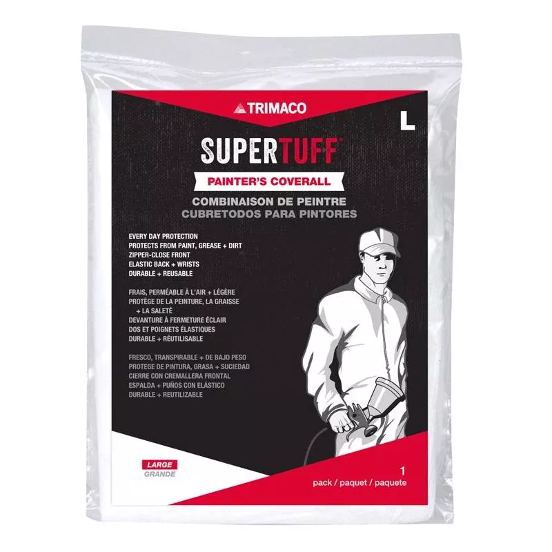 Trimaco SuperTuff Polypropylene Painter's Coveralls White L