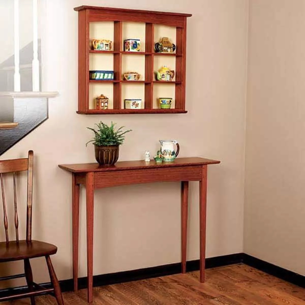 Woodworking Project Paper Plan to Build Curio Shelf and Hall Table